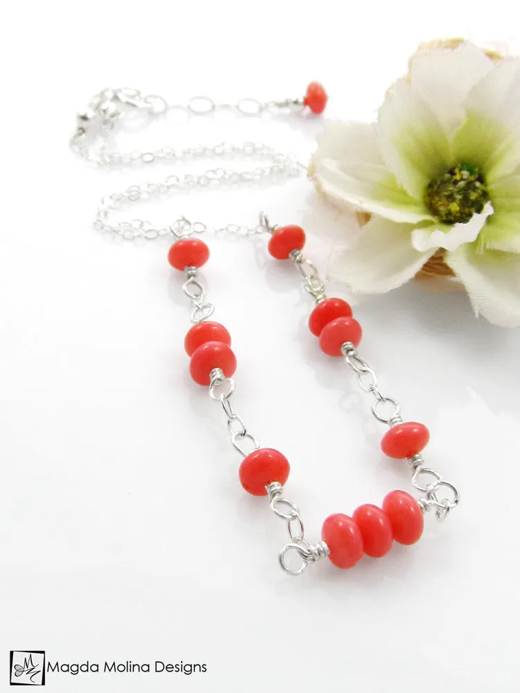 Mini Goddess (children) Simple Pink Coral Necklace