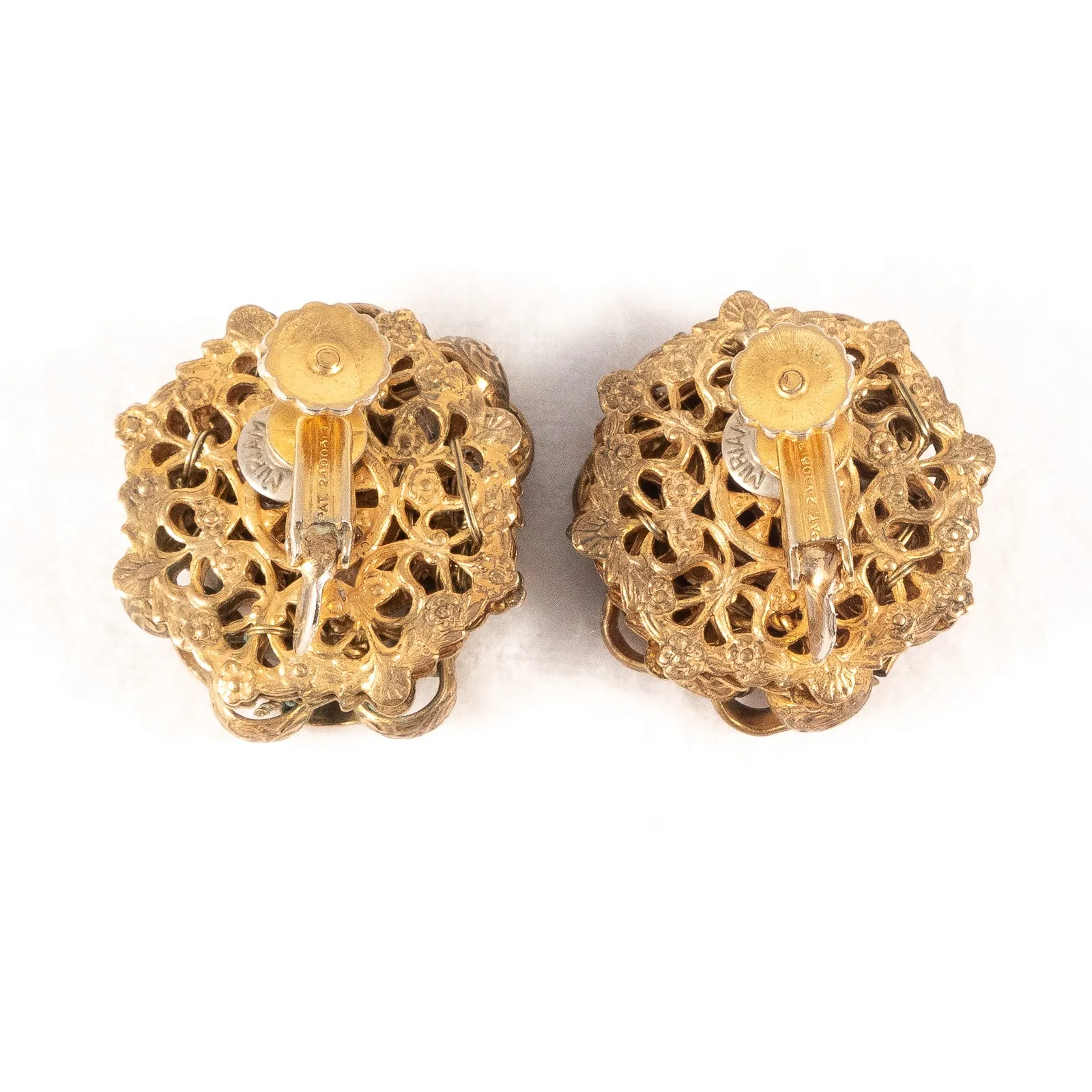 Miriam Haskell Coral Glass Chain Cluster Earrings