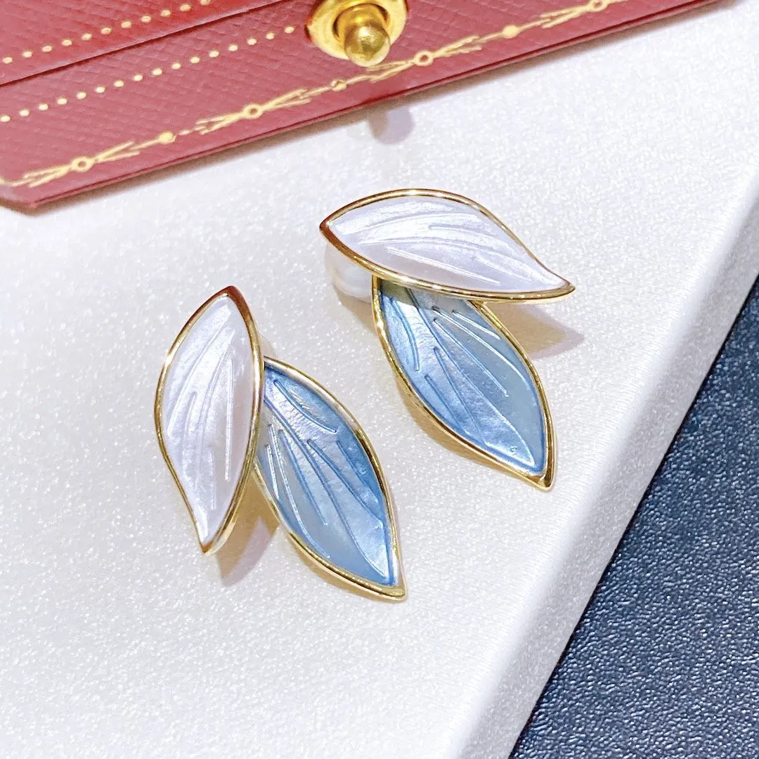 Morandi leaves design real freshwater pearl jewelry set