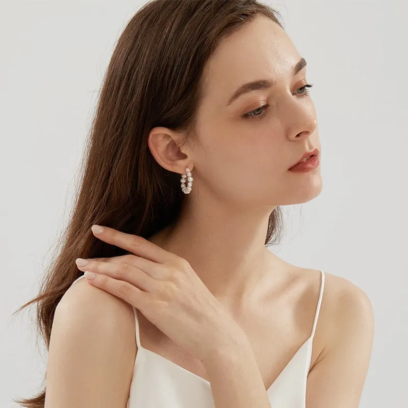 Natural Freshwater Pearl Circle Hoop Earrings