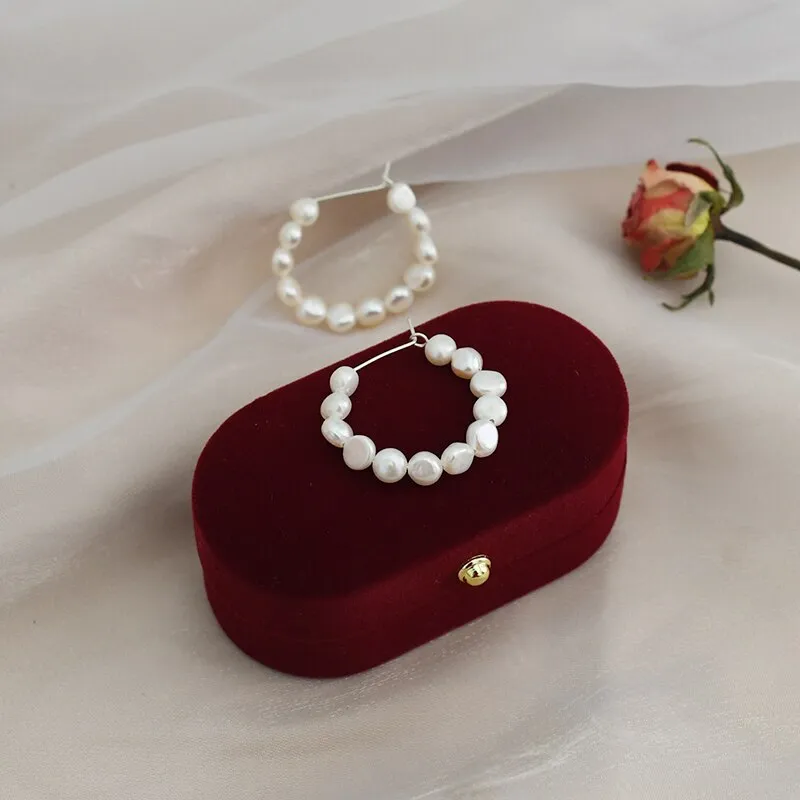 Natural Freshwater Pearl Circle Hoop Earrings
