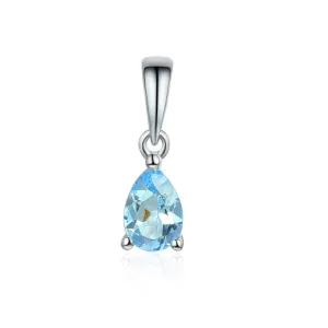 Pear Shaped Aquamarine Pendant - White Gold