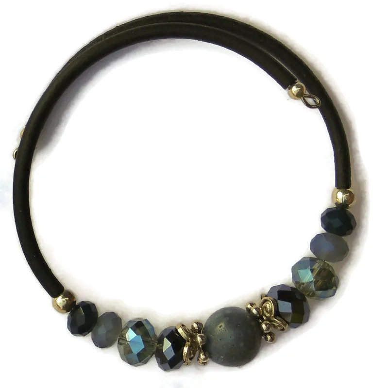 Wrap Bracelet & Earring Set - Blue Coral