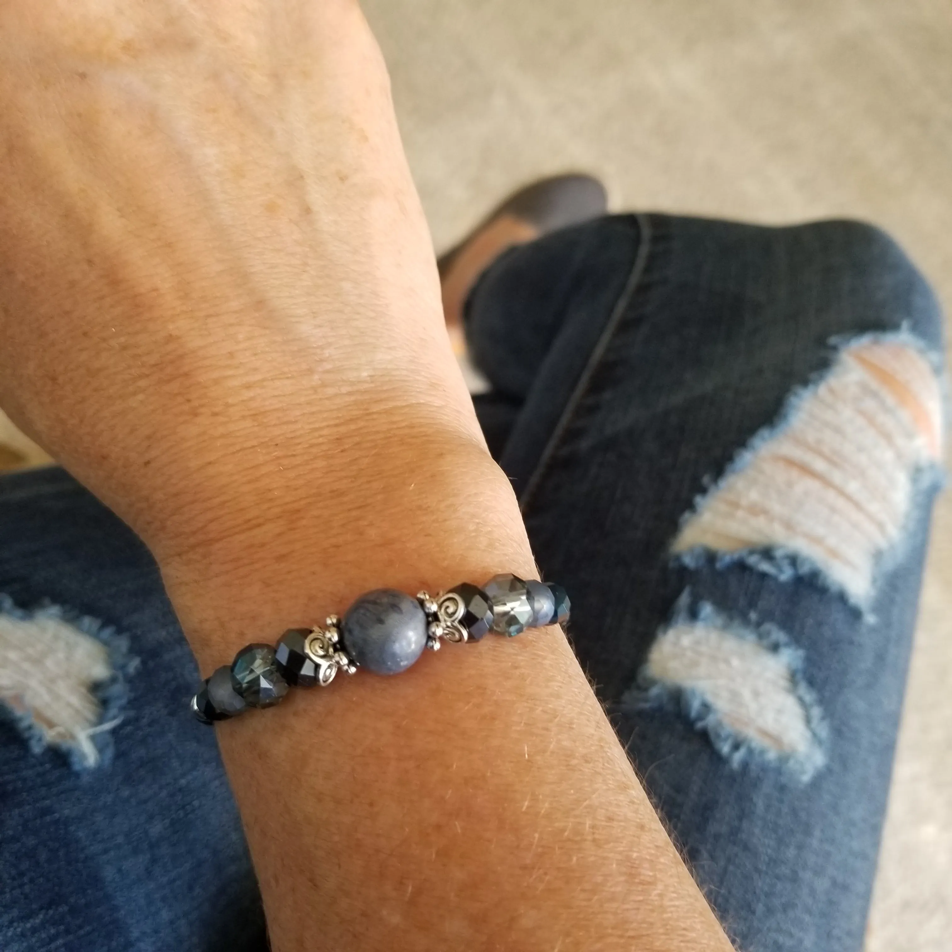 Wrap Bracelet & Earring Set - Blue Coral